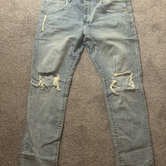 Men's Slim Straight Distressed Denim Jeans - Picture 1 of 3